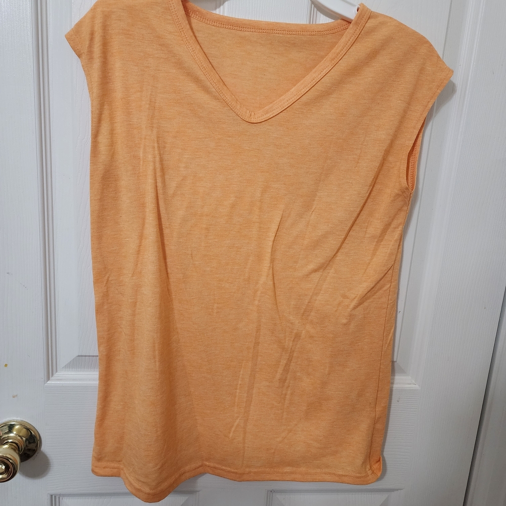 Women's V-Neck Orange Top Size Small